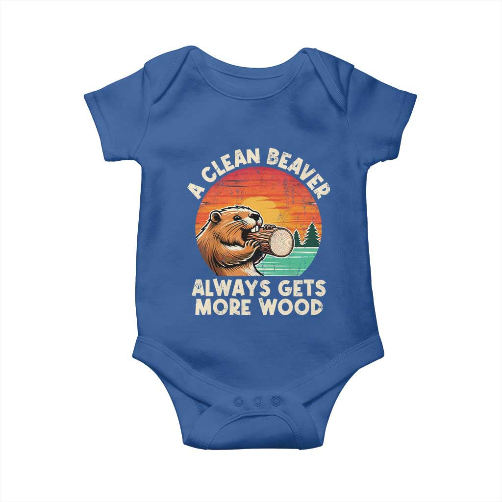 A Clean Beaver Always Gets More Wood Baby Onesie Funny Adult Crude Joke TS10 Royal Blue Print Your Wear