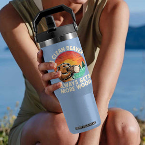 A Clean Beaver Always Gets More Wood Flip Straw Tumbler Funny Adult Crude Joke TS10 One Size: 30 oz Light Blue Print Your Wear