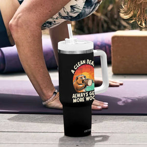 A Clean Beaver Always Gets More Wood Tumbler With Handle Funny Adult Crude Joke TS10 Print Your Wear