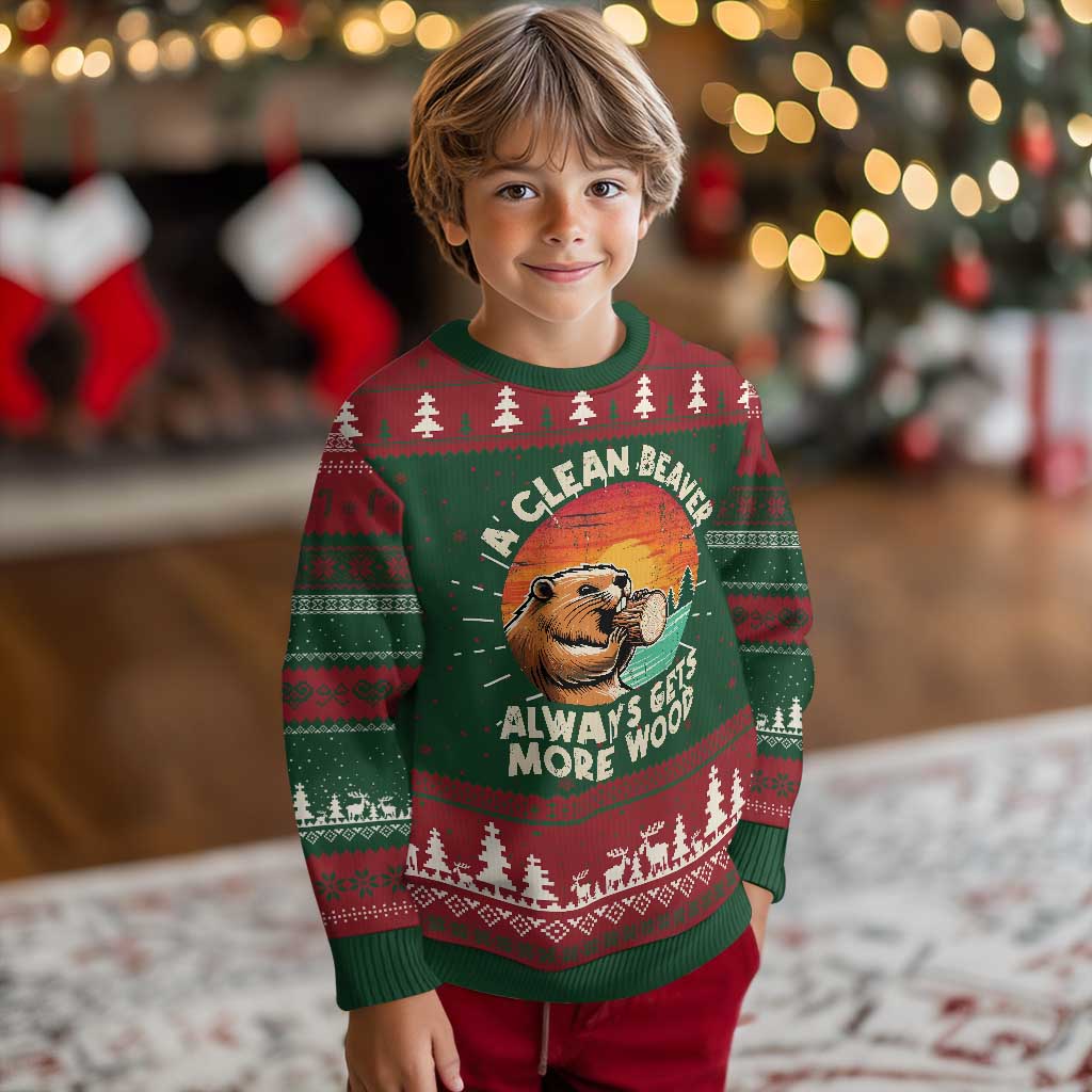 A Clean Beaver Always Gets More Wood Knit Sweatshirt Funny Adult Crude Joke TS10 Christmas Print Your Wear