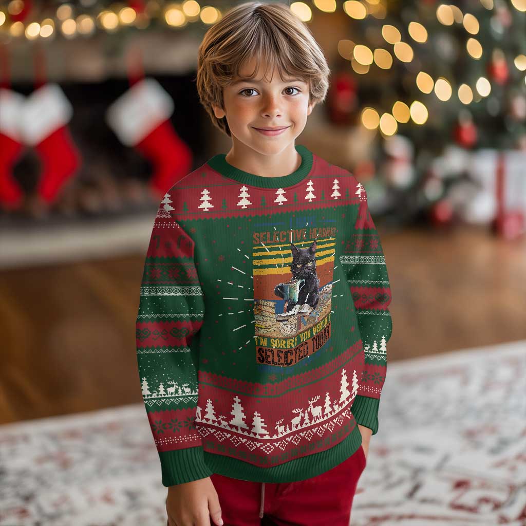 Selected Cat Humor Knit Sweatshirt Funny I Have Selective Hearing You Werent Vintage TS10 Christmas Print Your Wear