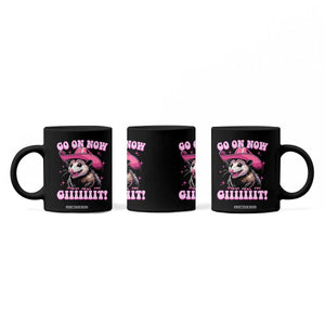 Cowboy Opossum Go On Now Git Coffee Mug Funny Possum Pink Cowgirl Hat Western Wild West TS10 Print Your Wear