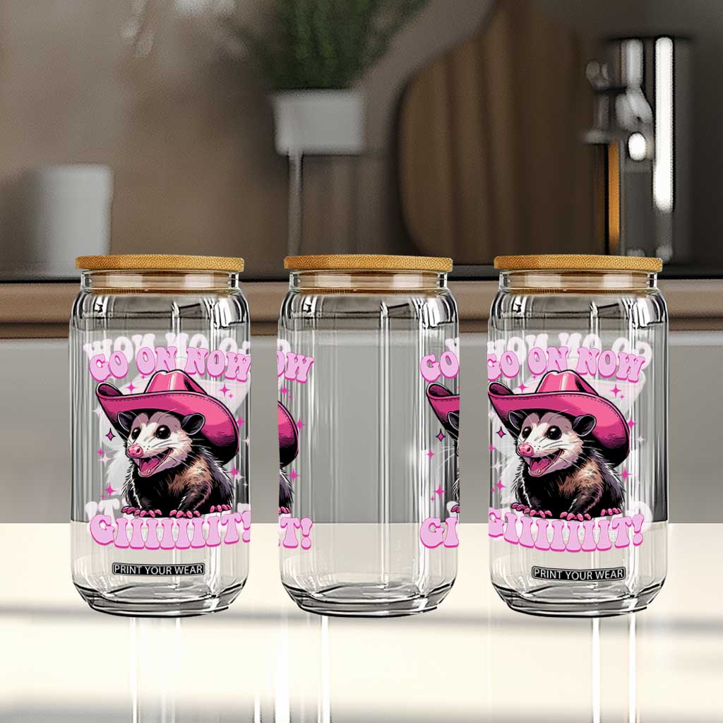Cowboy Opossum Go On Now Git Glass Can Funny Possum Pink Cowgirl Hat Western Wild West TS10 Print Your Wear