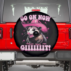 Cowboy Opossum Go On Now Git Spare Tire Cover Funny Possum Pink Cowgirl Hat Western Wild West TS10 Black Print Your Wear