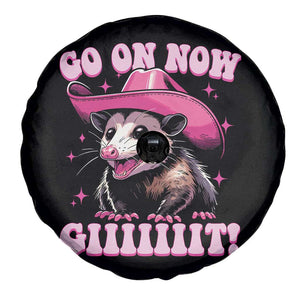 Cowboy Opossum Go On Now Git Spare Tire Cover Funny Possum Pink Cowgirl Hat Western Wild West TS10 Print Your Wear