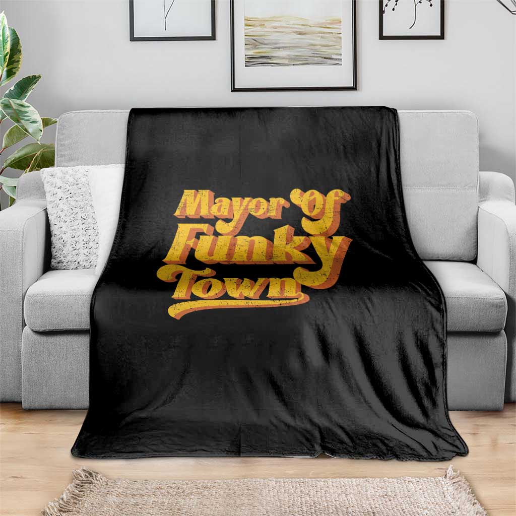 Retro Mayor of Funky Town Throw Blanket Funny Vintage 70s Disco Party TS10 Print Your Wear