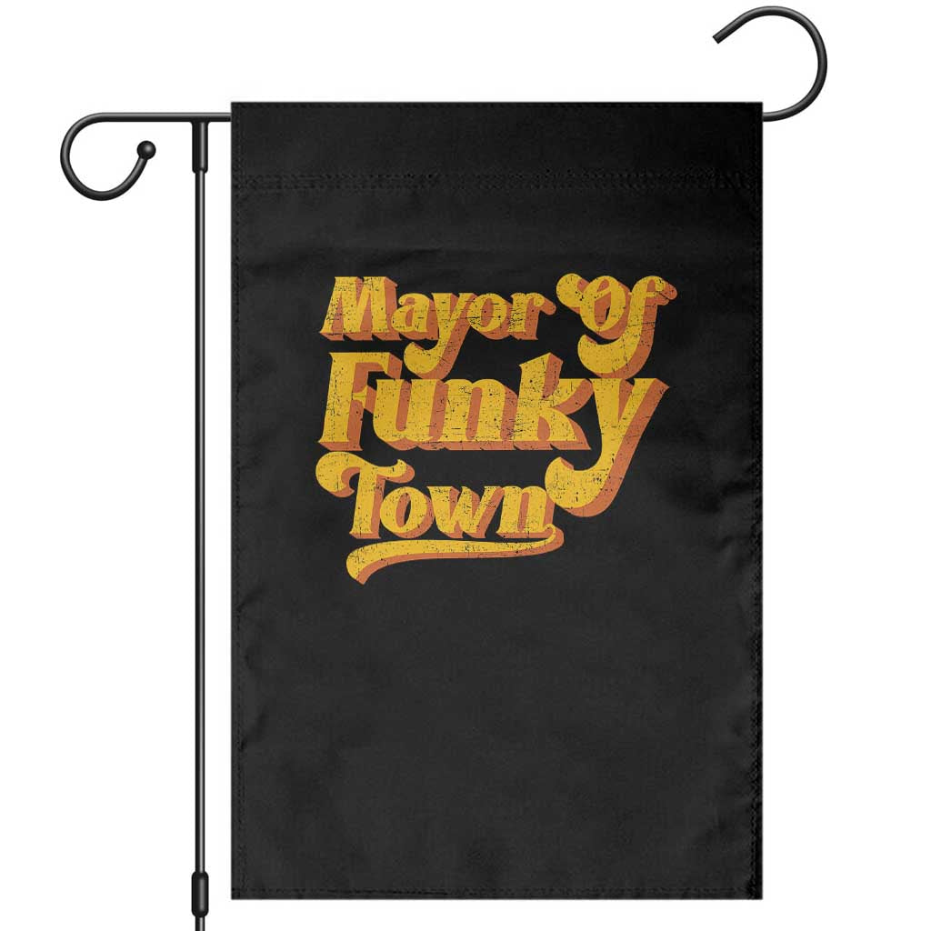 Retro Mayor of Funky Town Garden Flag Funny Vintage 70s Disco Party TS10 Black Print Your Wear