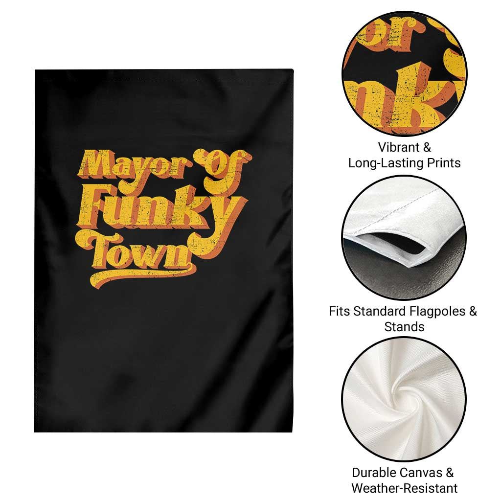 Retro Mayor of Funky Town Garden Flag Funny Vintage 70s Disco Party TS10 Print Your Wear