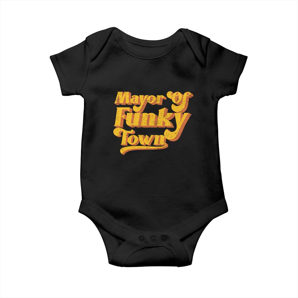 Retro Mayor of Funky Town Baby Onesie Funny Vintage 70s Disco Party TS10 Black Print Your Wear