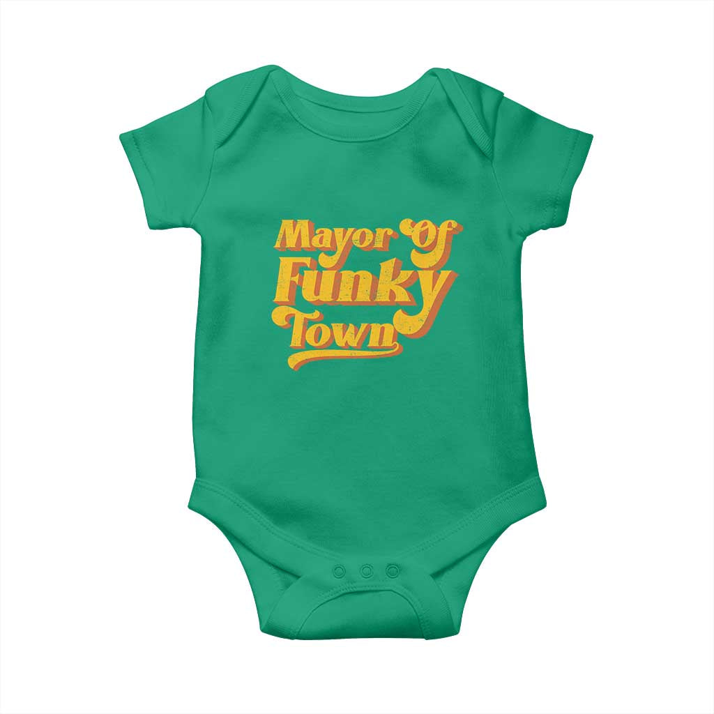 Retro Mayor of Funky Town Baby Onesie Funny Vintage 70s Disco Party TS10 Irish Green Print Your Wear