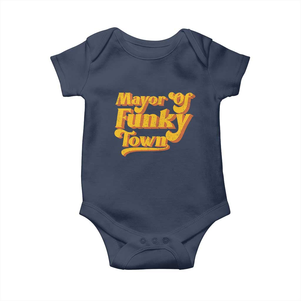 Retro Mayor of Funky Town Baby Onesie Funny Vintage 70s Disco Party TS10 Navy Print Your Wear