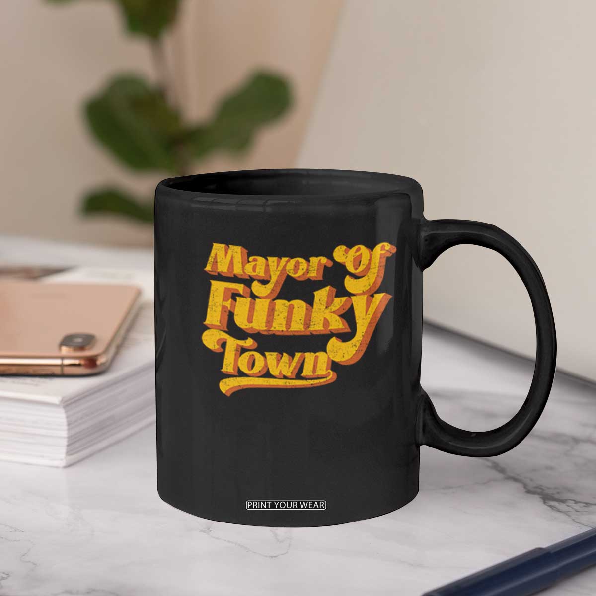 Retro Mayor of Funky Town Coffee Mug Funny Vintage 70s Disco Party TS10 Print Your Wear