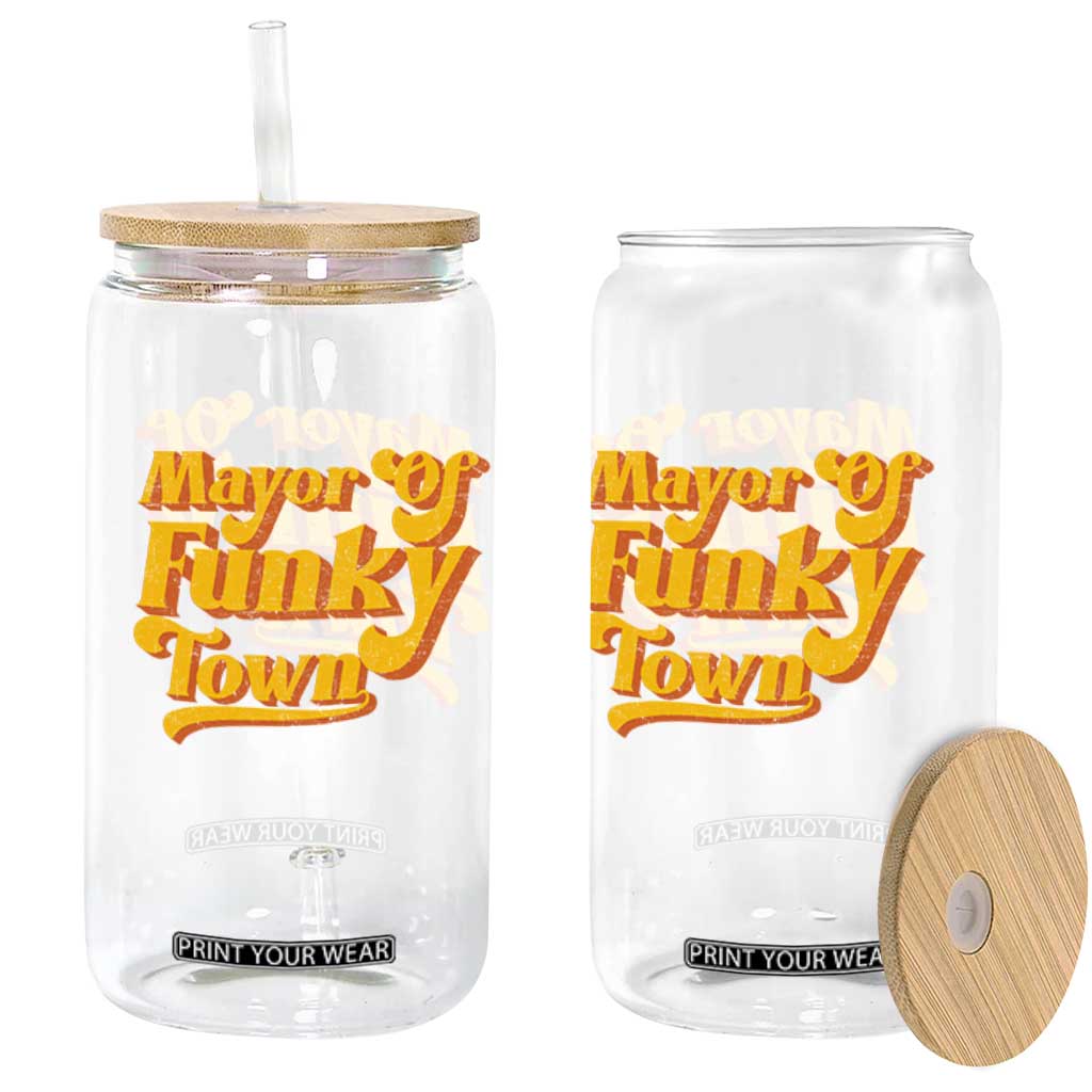 Retro Mayor of Funky Town Glass Can Funny Vintage 70s Disco Party TS10 Print Your Wear