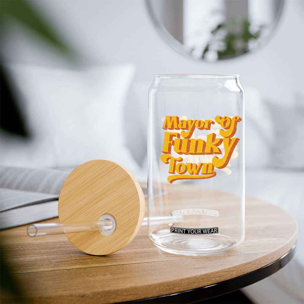 Retro Mayor of Funky Town Glass Can Funny Vintage 70s Disco Party TS10 Print Your Wear