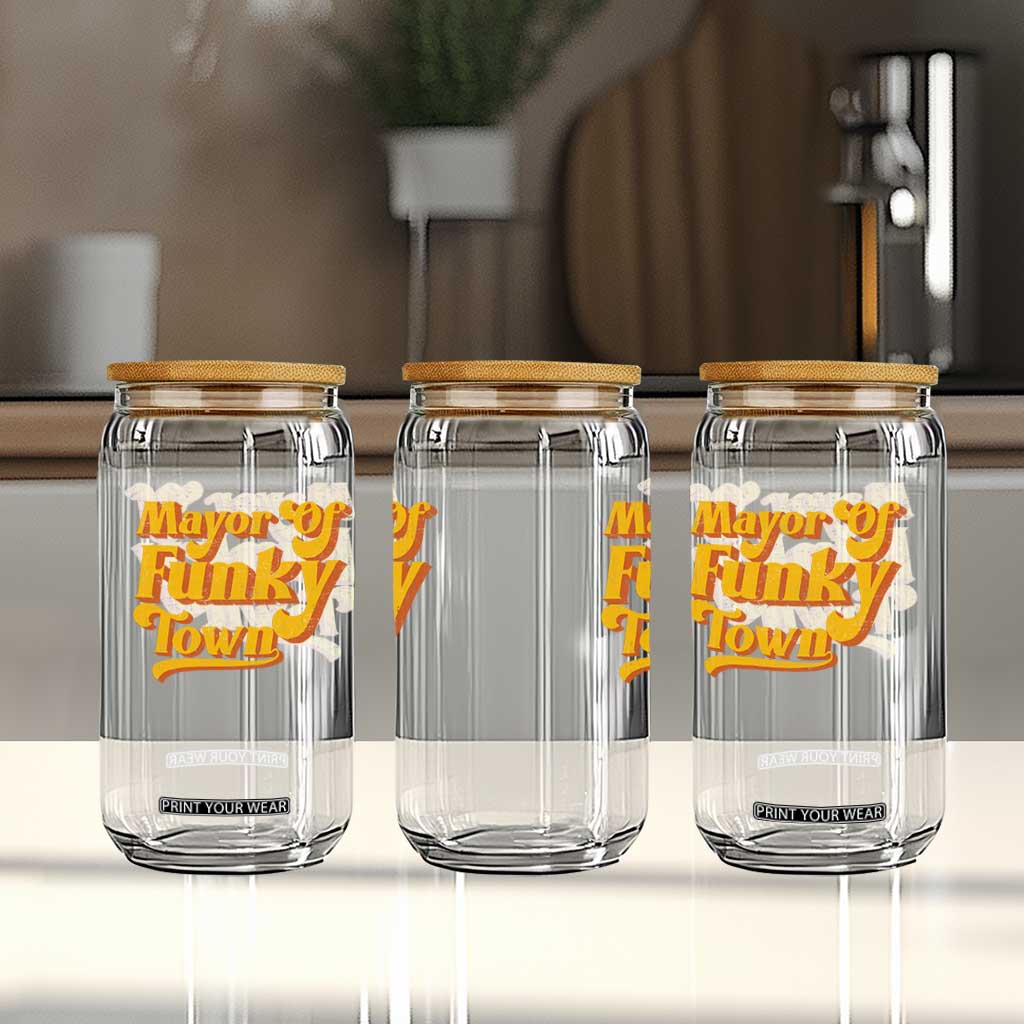 Retro Mayor of Funky Town Glass Can Funny Vintage 70s Disco Party TS10 Print Your Wear