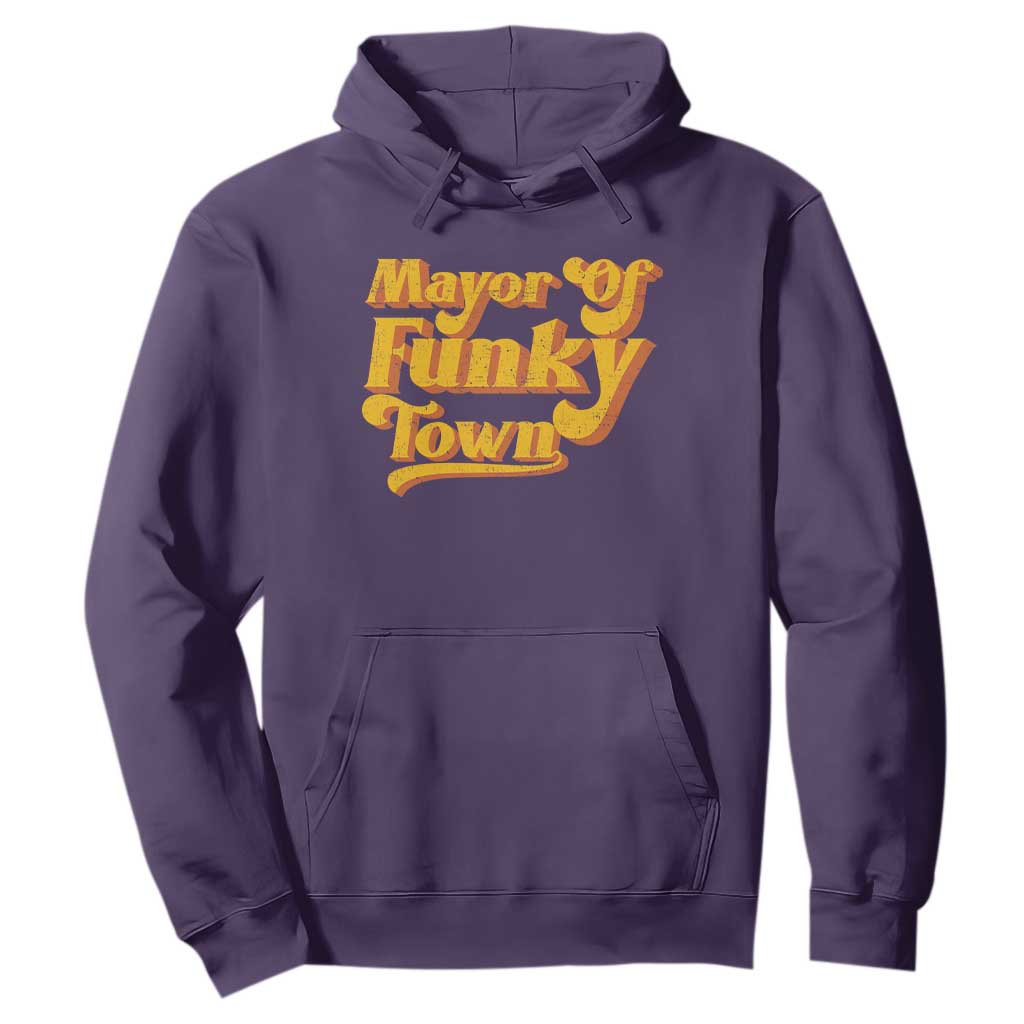 Retro Mayor of Funky Town Hoodie Funny Vintage 70s Disco Party TS10 Purple Print Your Wear