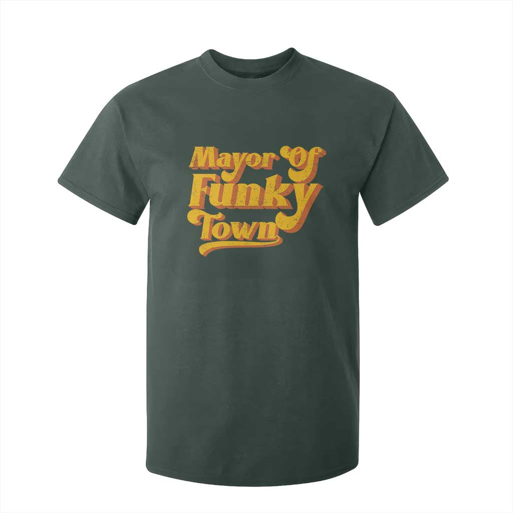 Retro Mayor of Funky Town T Shirt For Kid Funny Vintage 70s Disco Party TS10 Dark Forest Green Print Your Wear