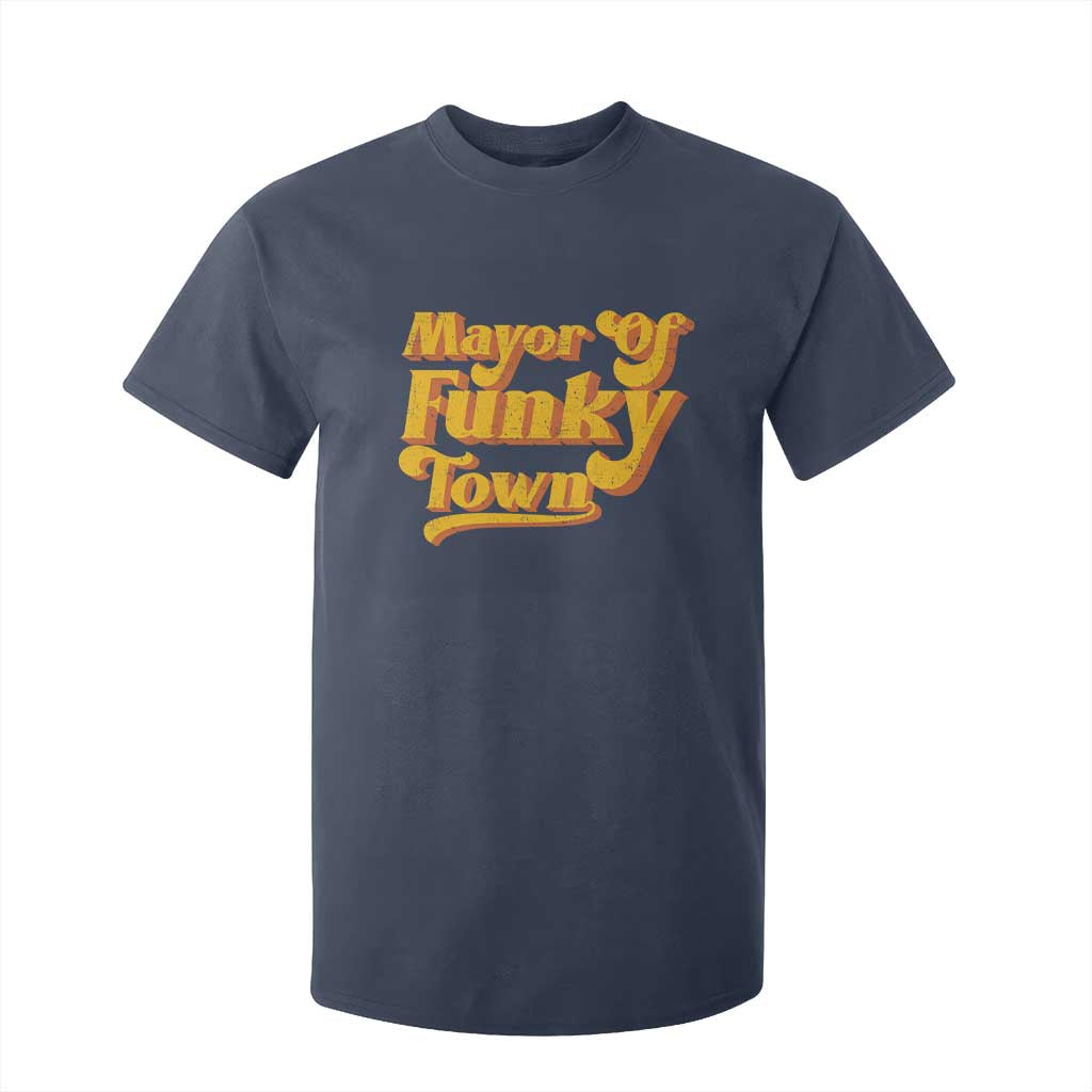 Retro Mayor of Funky Town T Shirt For Kid Funny Vintage 70s Disco Party TS10 Navy Print Your Wear