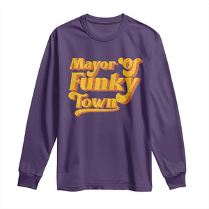 Retro Mayor of Funky Town Long Sleeve Shirt Funny Vintage 70s Disco Party TS10 Purple Print Your Wear