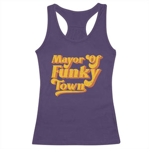 Retro Mayor of Funky Town Racerback Tank Top Funny Vintage 70s Disco Party TS10 Purple Print Your Wear