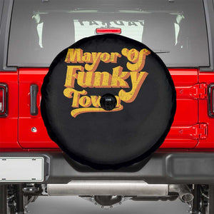 Retro Mayor of Funky Town Spare Tire Cover Funny Vintage 70s Disco Party TS10 Black Print Your Wear