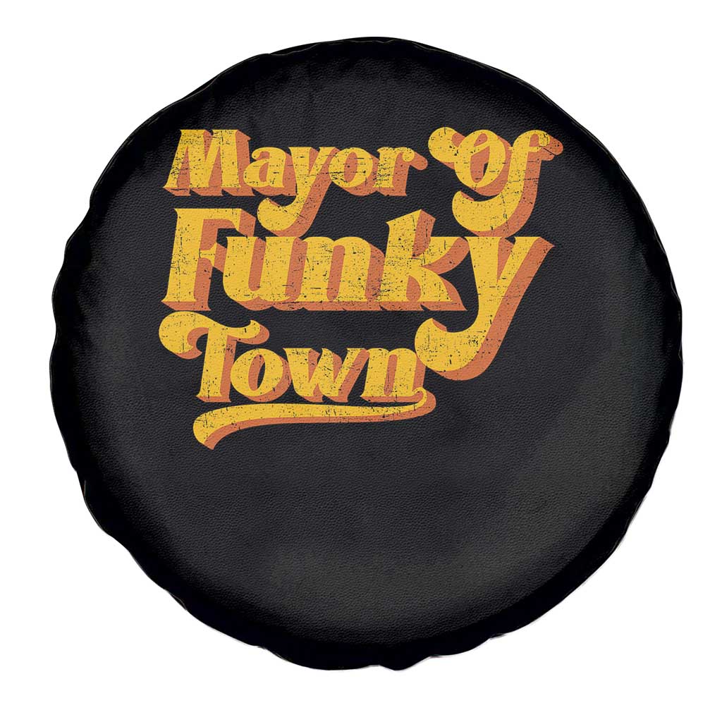 Retro Mayor of Funky Town Spare Tire Cover Funny Vintage 70s Disco Party TS10 Print Your Wear