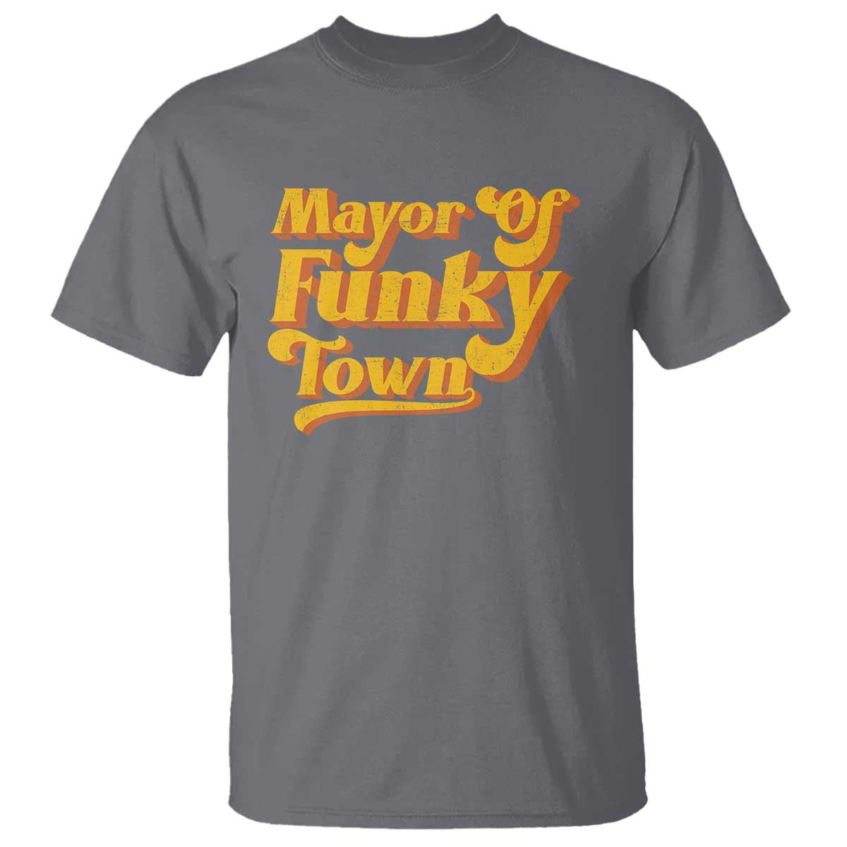 Retro Mayor of Funky Town T Shirt Funny Vintage 70s Disco Party TS10 Charcoal Print Your Wear