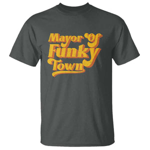 Retro Mayor of Funky Town T Shirt Funny Vintage 70s Disco Party TS10 Dark Heather Print Your Wear
