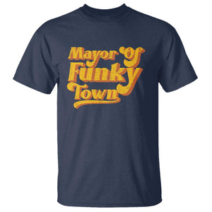 Retro Mayor of Funky Town T Shirt Funny Vintage 70s Disco Party TS10 Navy Print Your Wear