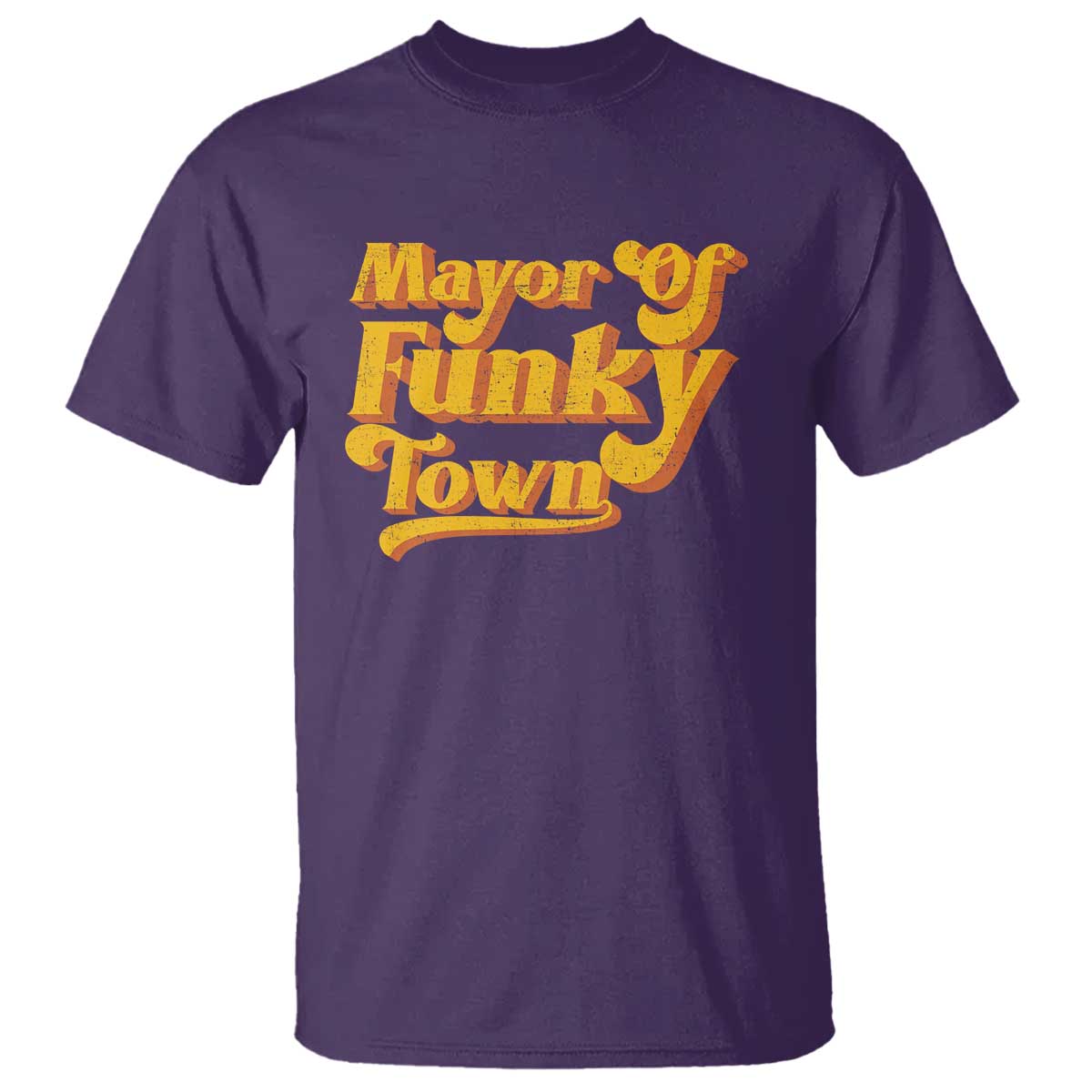 Retro Mayor of Funky Town T Shirt Funny Vintage 70s Disco Party TS10 Purple Print Your Wear