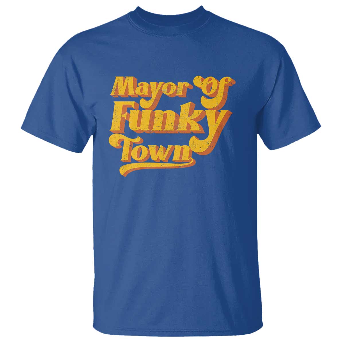 Retro Mayor of Funky Town T Shirt Funny Vintage 70s Disco Party TS10 Royal Blue Print Your Wear