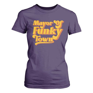 Retro Mayor of Funky Town T Shirt For Women Funny Vintage 70s Disco Party TS10 Purple Print Your Wear