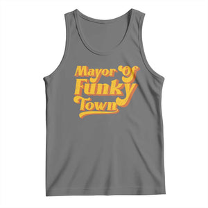 Retro Mayor of Funky Town Tank Top Funny Vintage 70s Disco Party TS10 Black Heather Print Your Wear