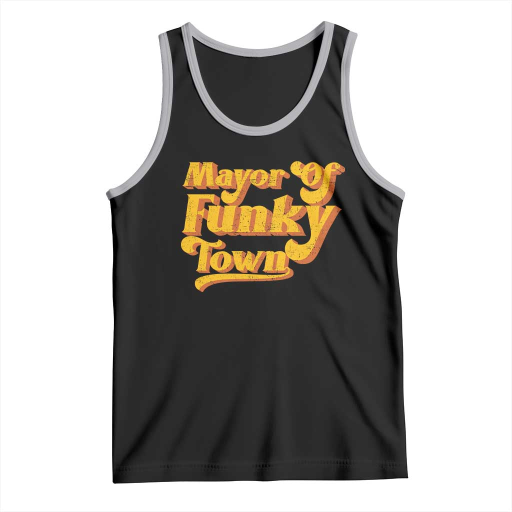 Retro Mayor of Funky Town Tank Top Funny Vintage 70s Disco Party TS10 Black Athletic Heather Print Your Wear