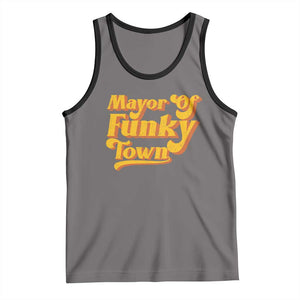 Retro Mayor of Funky Town Tank Top Funny Vintage 70s Disco Party TS10 Deep Heather Black Print Your Wear