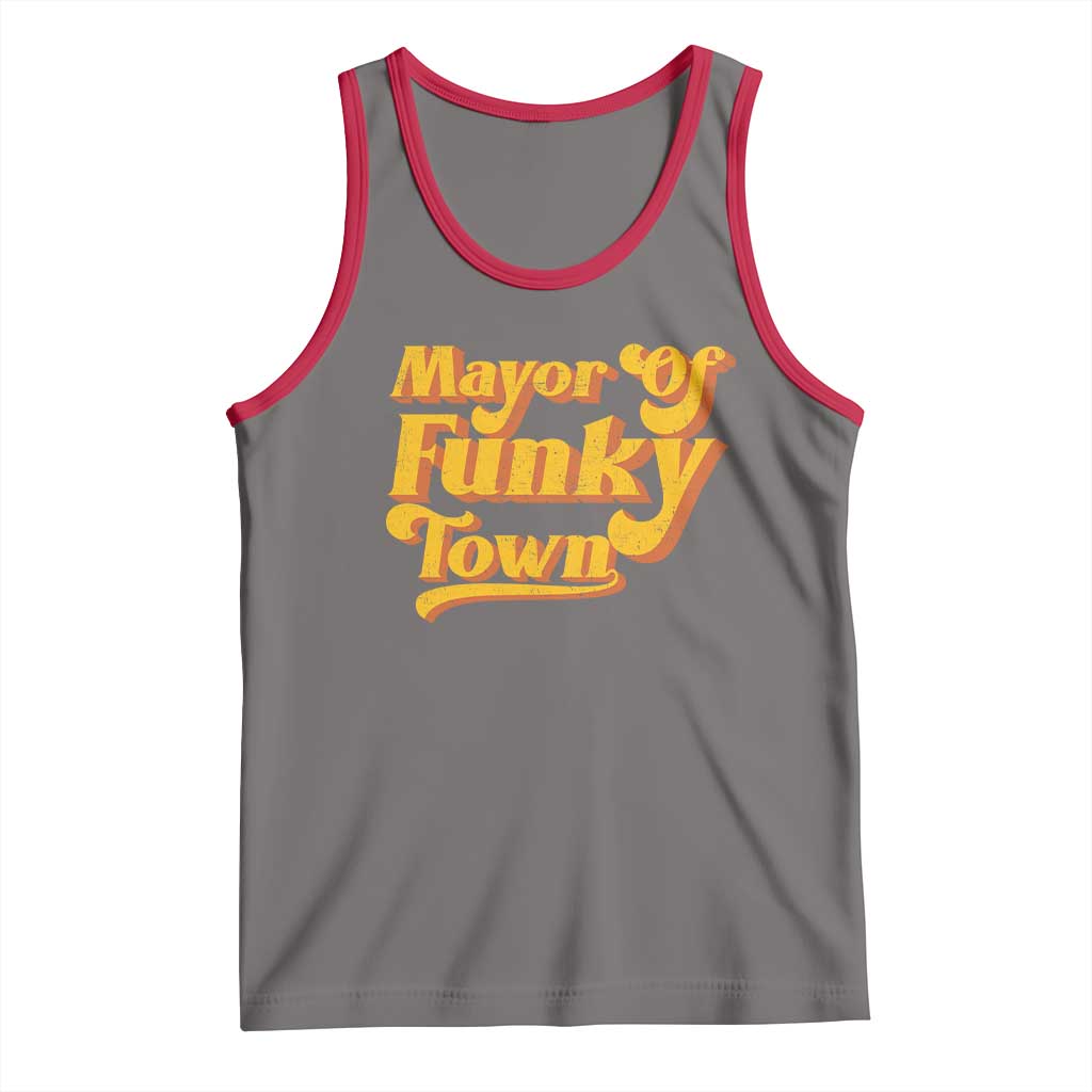 Retro Mayor of Funky Town Tank Top Funny Vintage 70s Disco Party TS10 Deep Heather Red Print Your Wear