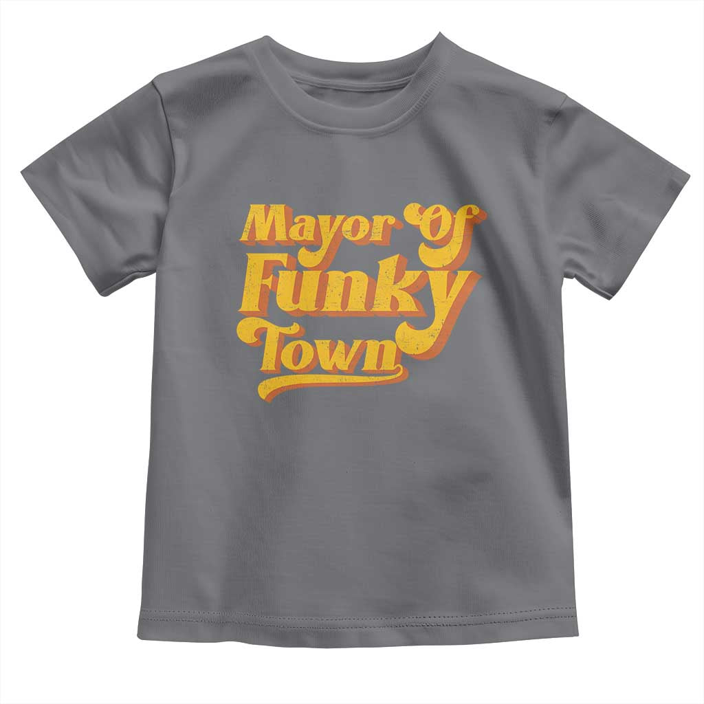 Retro Mayor of Funky Town Toddler T Shirt Funny Vintage 70s Disco Party TS10 Charcoal Print Your Wear