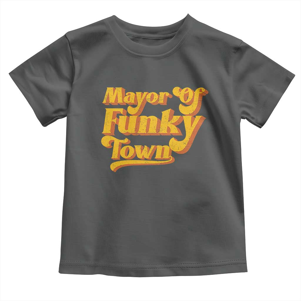 Retro Mayor of Funky Town Toddler T Shirt Funny Vintage 70s Disco Party TS10 Dark Heather Print Your Wear