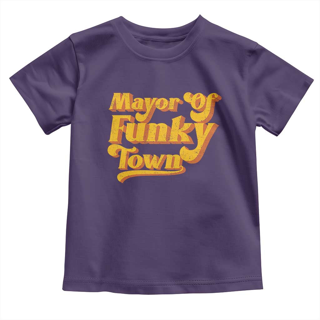 Retro Mayor of Funky Town Toddler T Shirt Funny Vintage 70s Disco Party TS10 Purple Print Your Wear