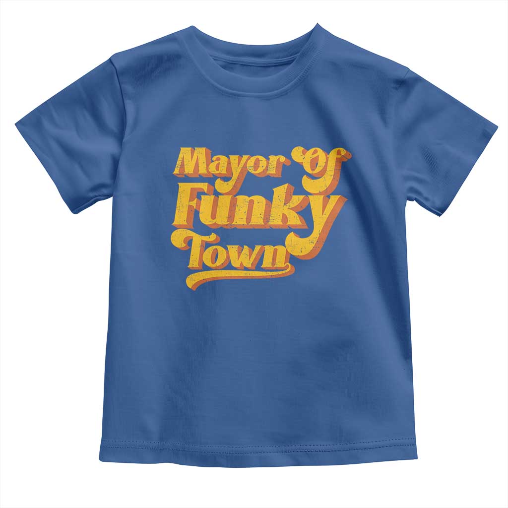 Retro Mayor of Funky Town Toddler T Shirt Funny Vintage 70s Disco Party TS10 Royal Blue Print Your Wear