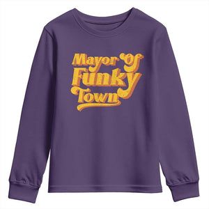 Retro Mayor of Funky Town Youth Sweatshirt Funny Vintage 70s Disco Party TS10 Purple Print Your Wear