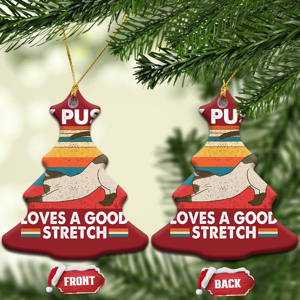 My Pussy Loves A Good Stretch Christmas Ornament Funny Humor Saying Cat Vintage TS10 Christmas Tree Red Print Your Wear