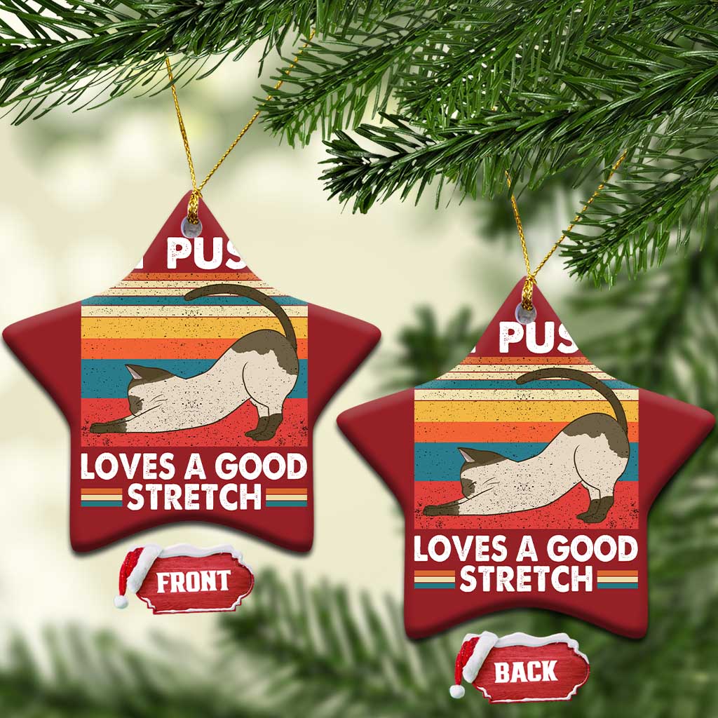 My Pussy Loves A Good Stretch Christmas Ornament Funny Humor Saying Cat Vintage TS10 Star Red Print Your Wear