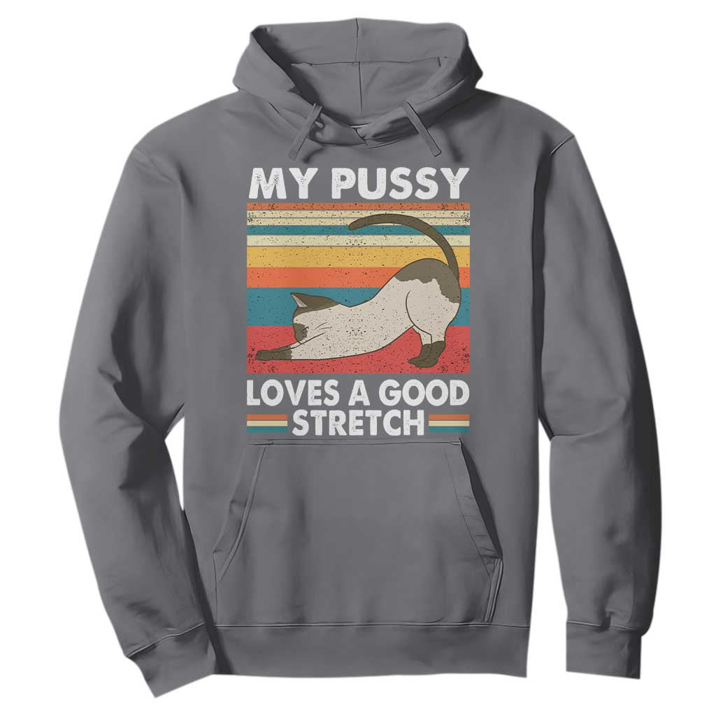My Pussy Loves A Good Stretch Hoodie Funny Humor Saying Cat Vintage TS10 Charcoal Print Your Wear