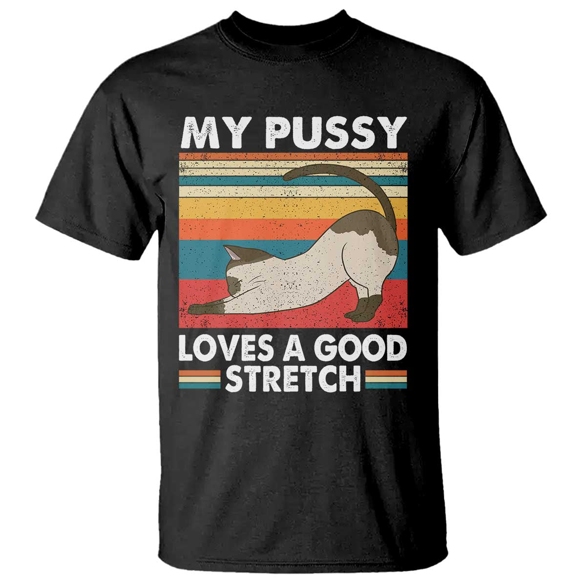 My Pussy Loves A Good Stretch T Shirt Funny Humor Saying Cat Vintage TS10 Black Print Your Wear