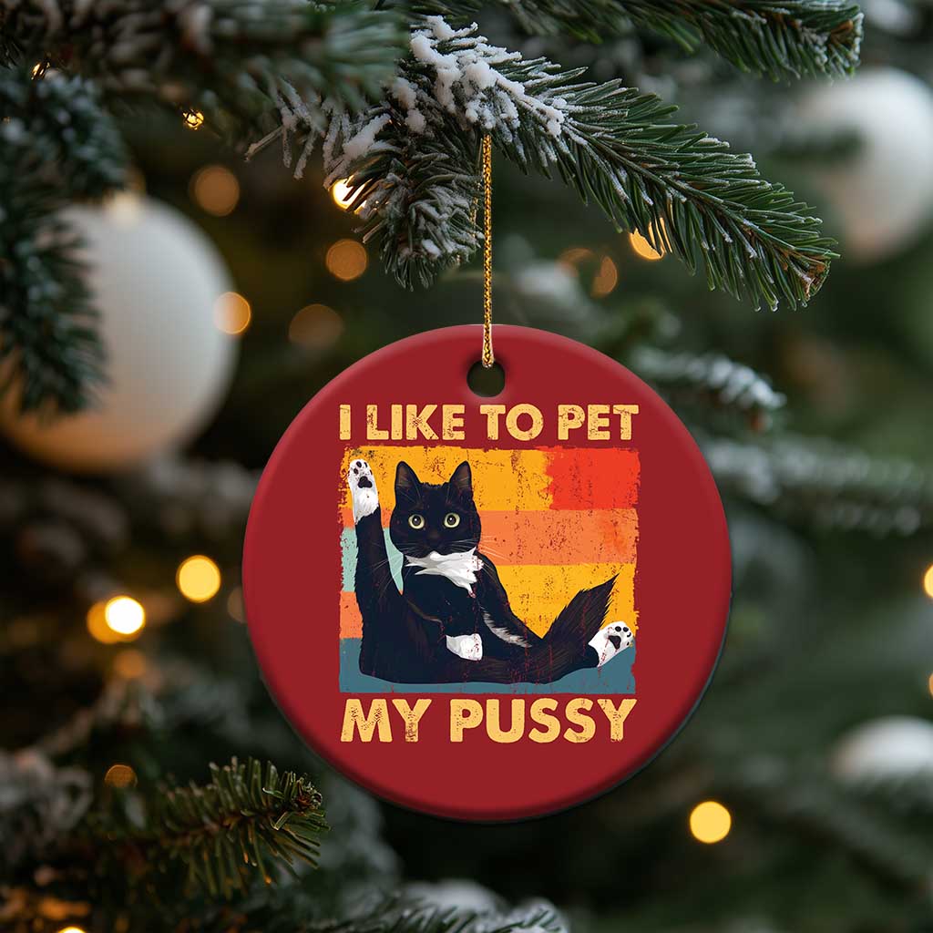 Funny Humor Saying Cat Christmas Ornament I Like To Pet My Pussy Naughty Vintage TS10 Print Your Wear