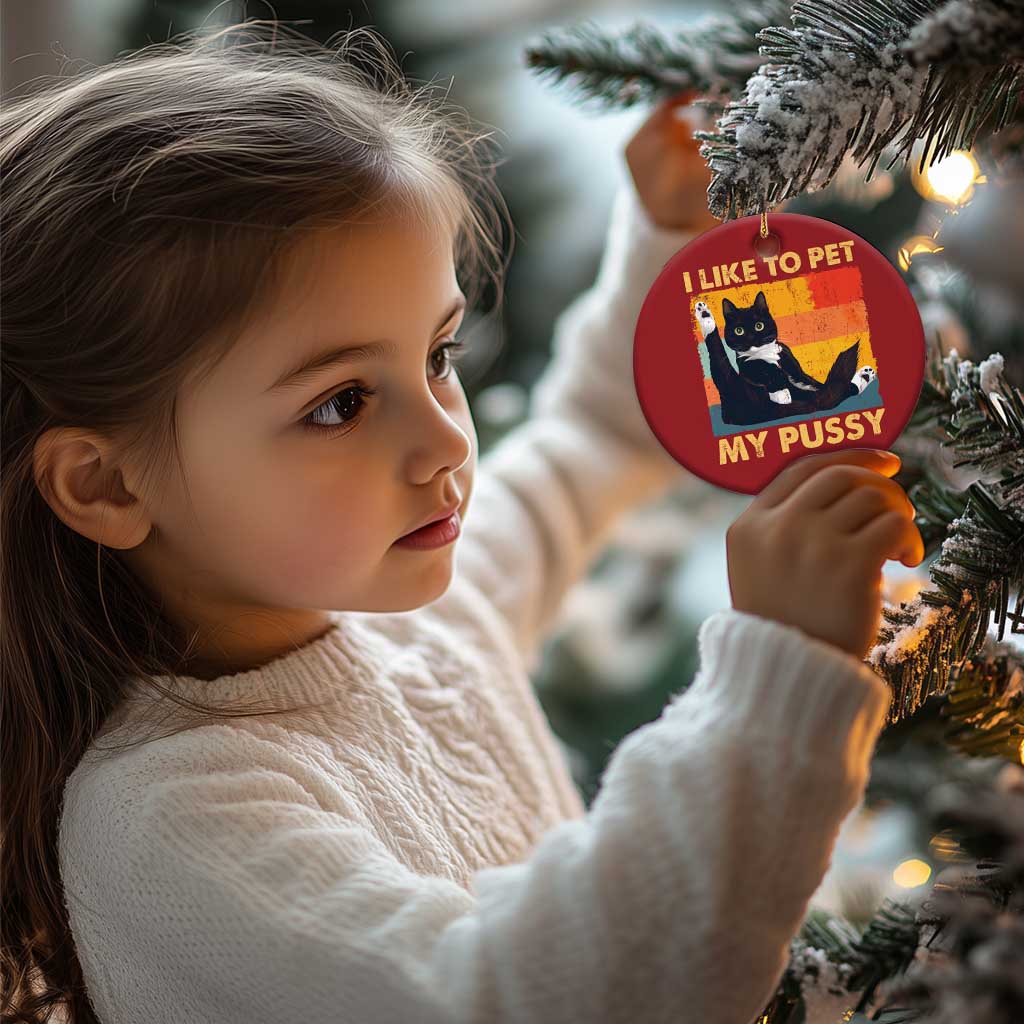 Funny Humor Saying Cat Christmas Ornament I Like To Pet My Pussy Naughty Vintage TS10 Print Your Wear