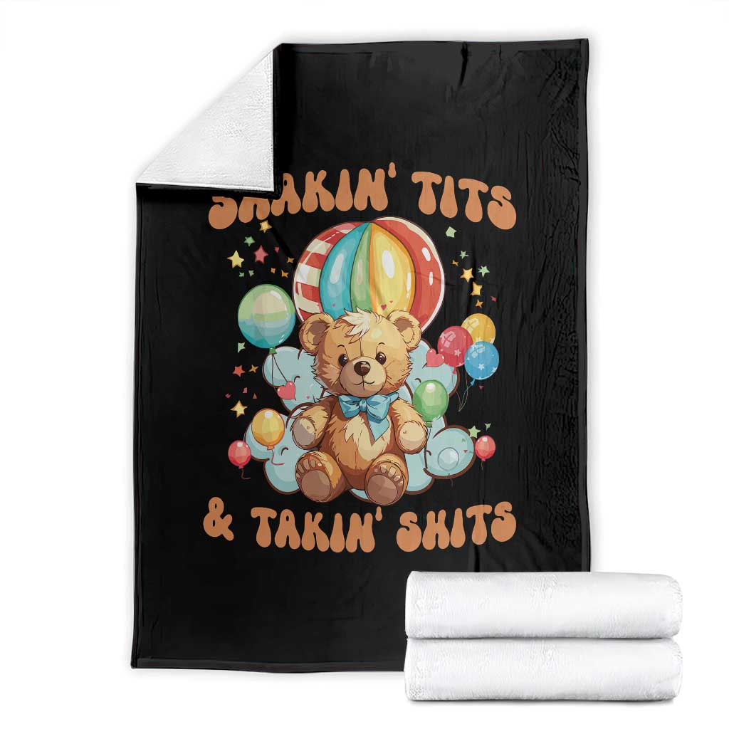 Shakin' Tits and Takin' Shits Throw Blanket Naughty Funny Inappropriate TS10 Black Print Your Wear
