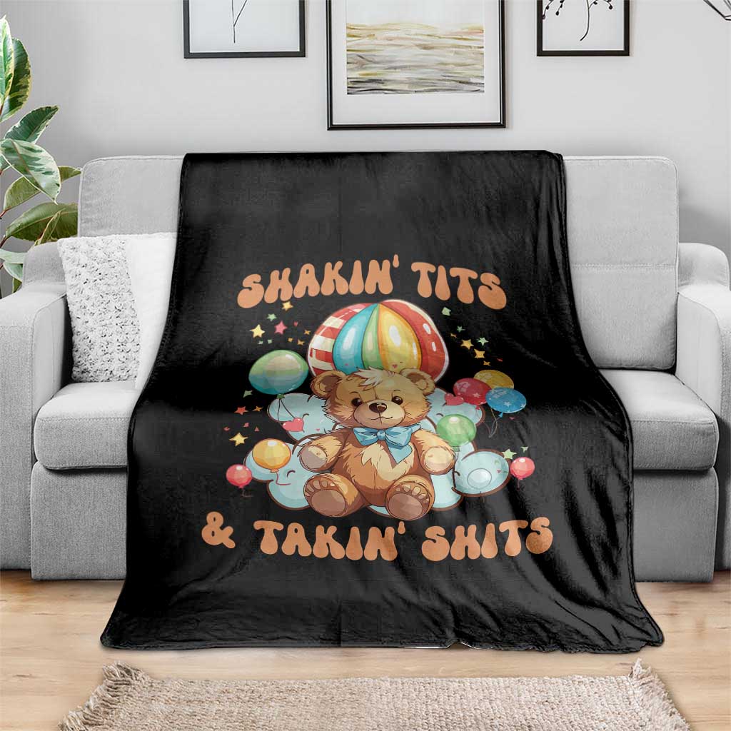 Shakin' Tits and Takin' Shits Throw Blanket Naughty Funny Inappropriate TS10 Print Your Wear