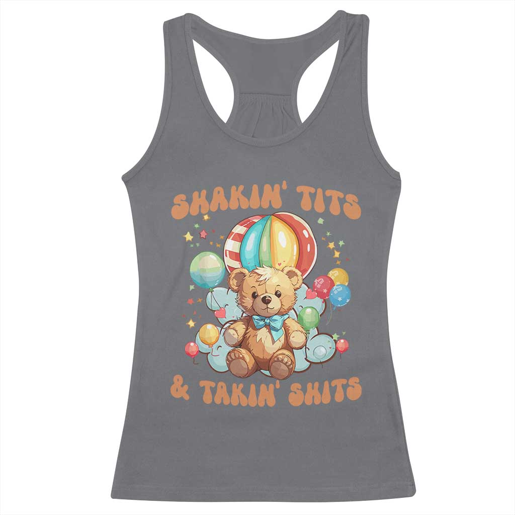 Shakin' Tits and Takin' Shits Racerback Tank Top Naughty Funny Inappropriate TS10 Charcoal Print Your Wear